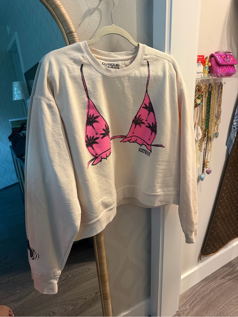 Coniglio Palm-Print Cropped Sweatshirt